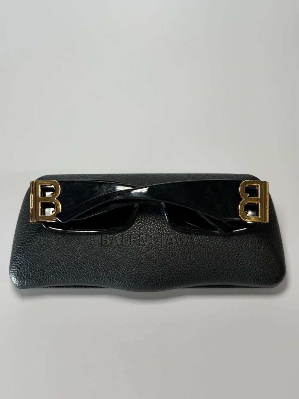 Balenciaga Dynasty Rectangle Sunglasses Black Gold BB0096S